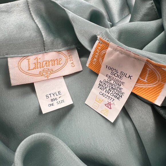 Vintage 100% Silk Matching Robe Chemise Slip Mini Dress Set Sexy Slit Lingerie - Picture 5 of 6